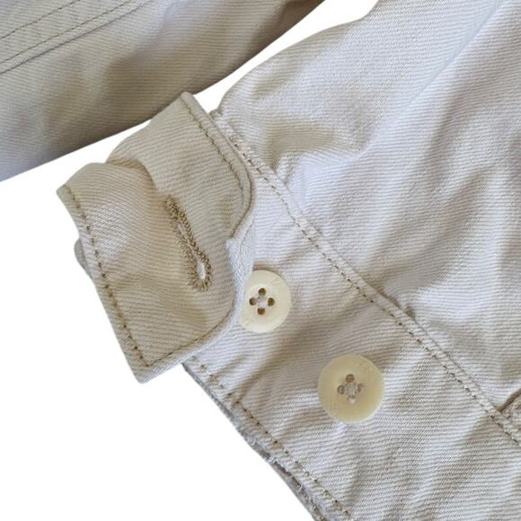 Upcycled Bell Sleeve Denim Cropped Jacket Minimalist Edgy Streetwear Cream S - Picture 12 of 14